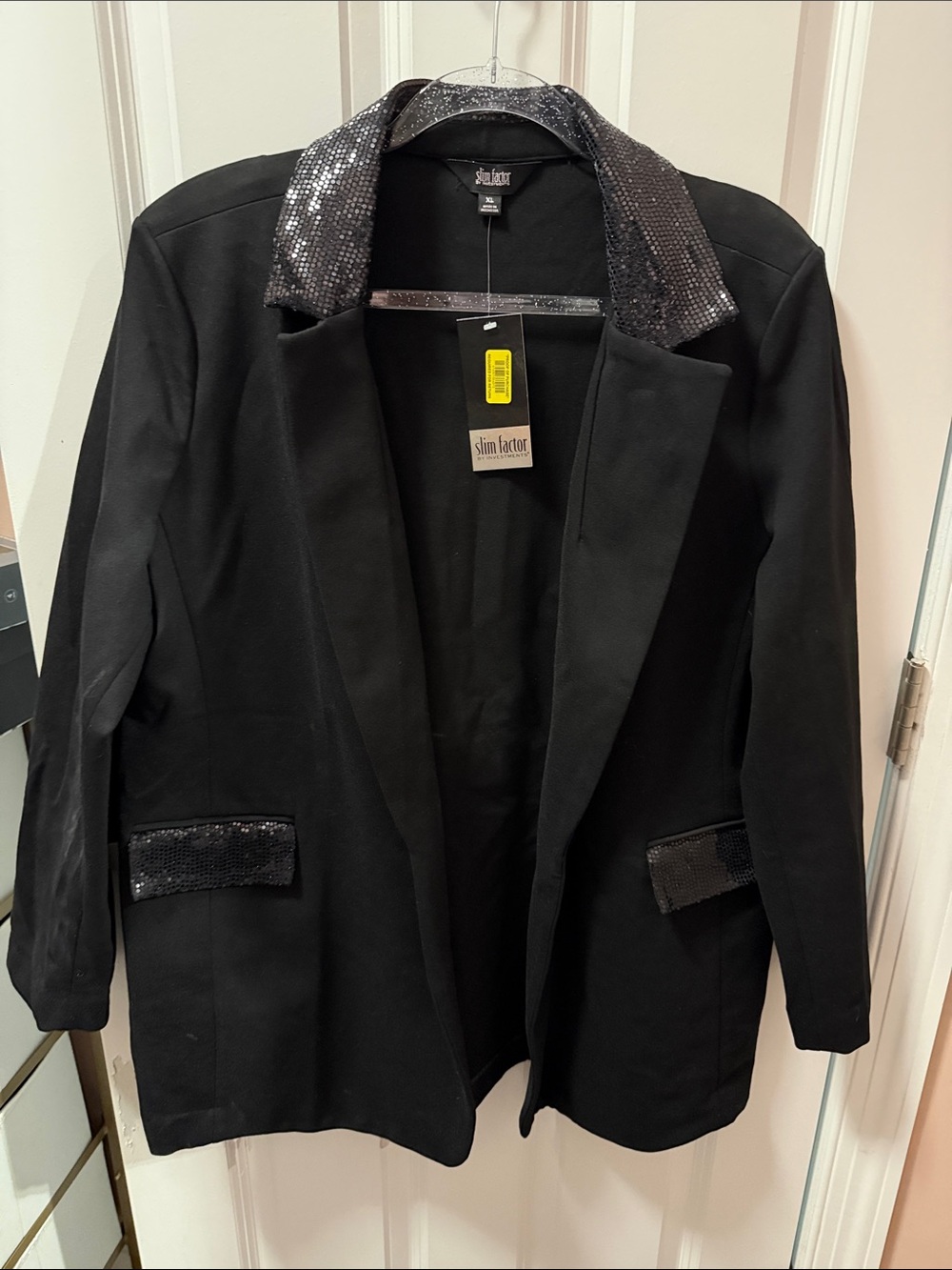 Slim Factor Women’s Black Sequin-Trim Blazer NWT